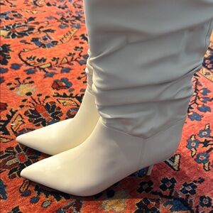 Marc Fisher White Pointed-Toe Slouch Knee Boots 10M